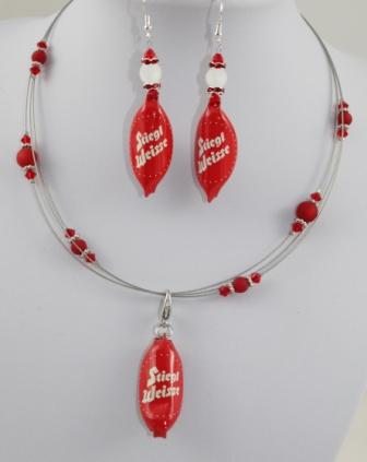 Stiegl Ohrringe und Kette aus Kronenkorken