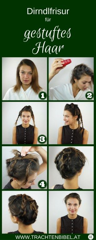 Dirndlfrisur für feines und gestuftes Haar zum Nachmachen