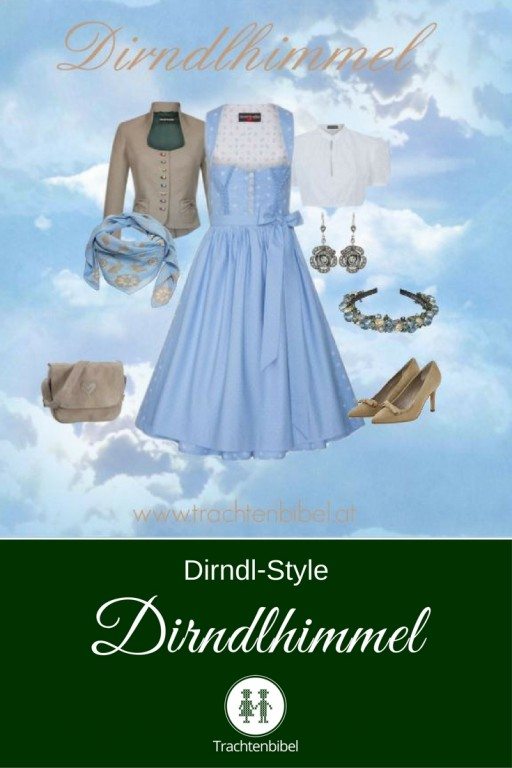 Eine himmlische Zusammenstellung mit einem Dirndl von Daniel Fendler in Hellblau und passenden Accessoires.