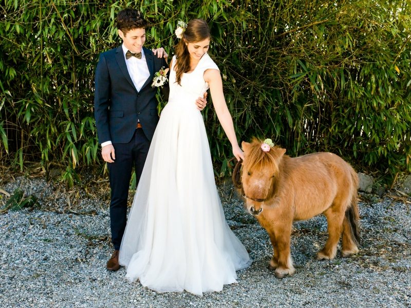 Styled Shooting Tian Van Tastique Brautpaar mit Zwergpony Beppo