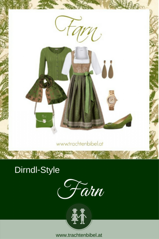 Eleganz in Naturfarben bietet der Dirndl-Style Farn! Beige und Grün am Dirndl mit passenden Accessoires sind hier zu einer tollen Zusammenstellung vereint.