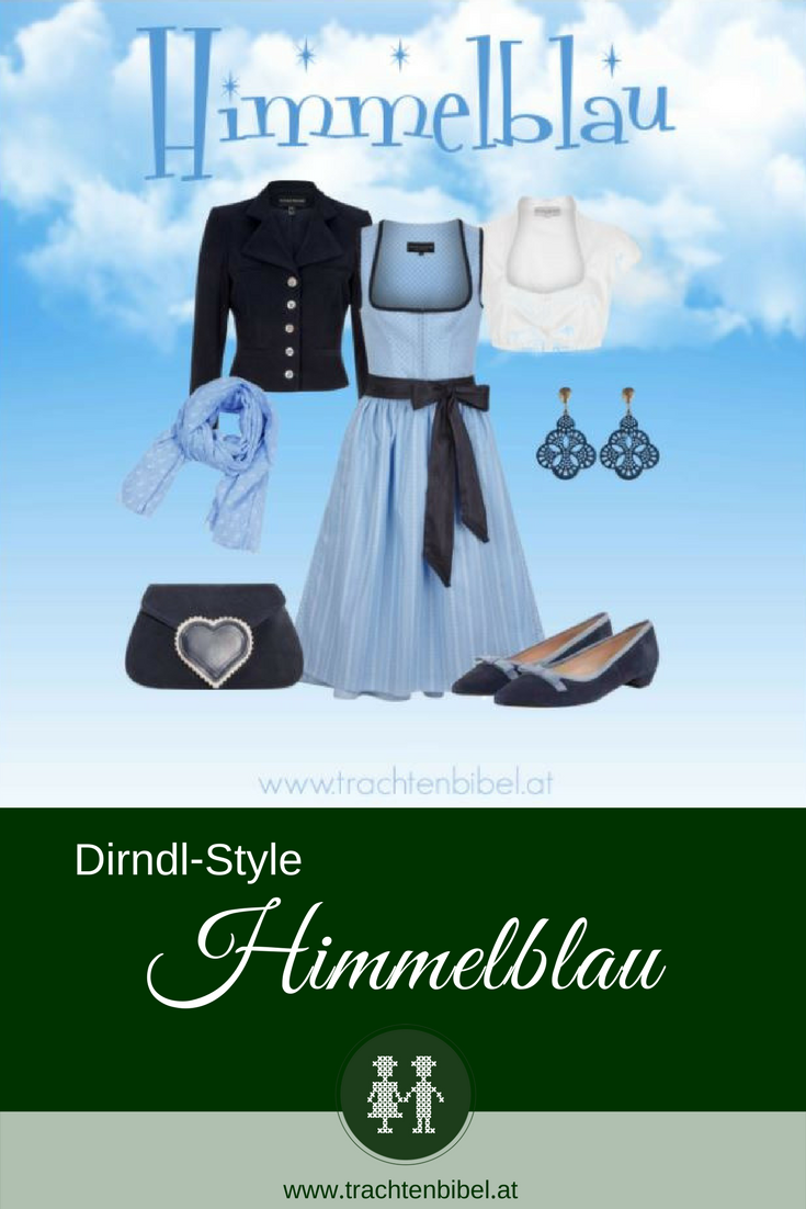 Dirndl Blau von Kinga Mathe mit Jacke, Dirndlbluse und anderen Accessoires