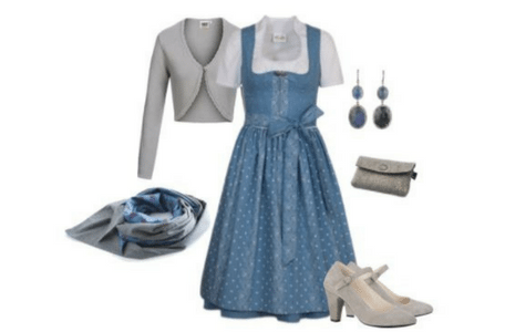 Styling Taubenblau Dirndl mit Accessoires