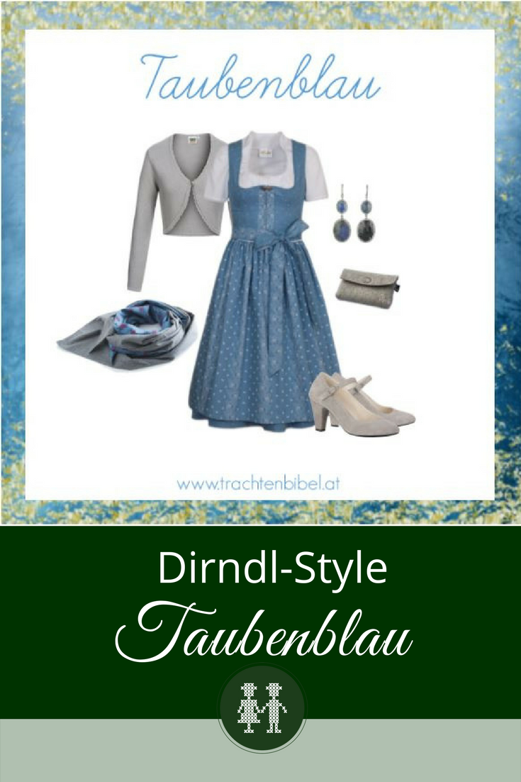 Dirndloutfitkombination blaues Dirndl mit Accessoires