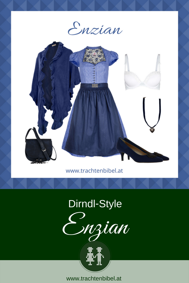 Dirndl Kurzarm Blau mit passenden Accessoires Mia san tracht