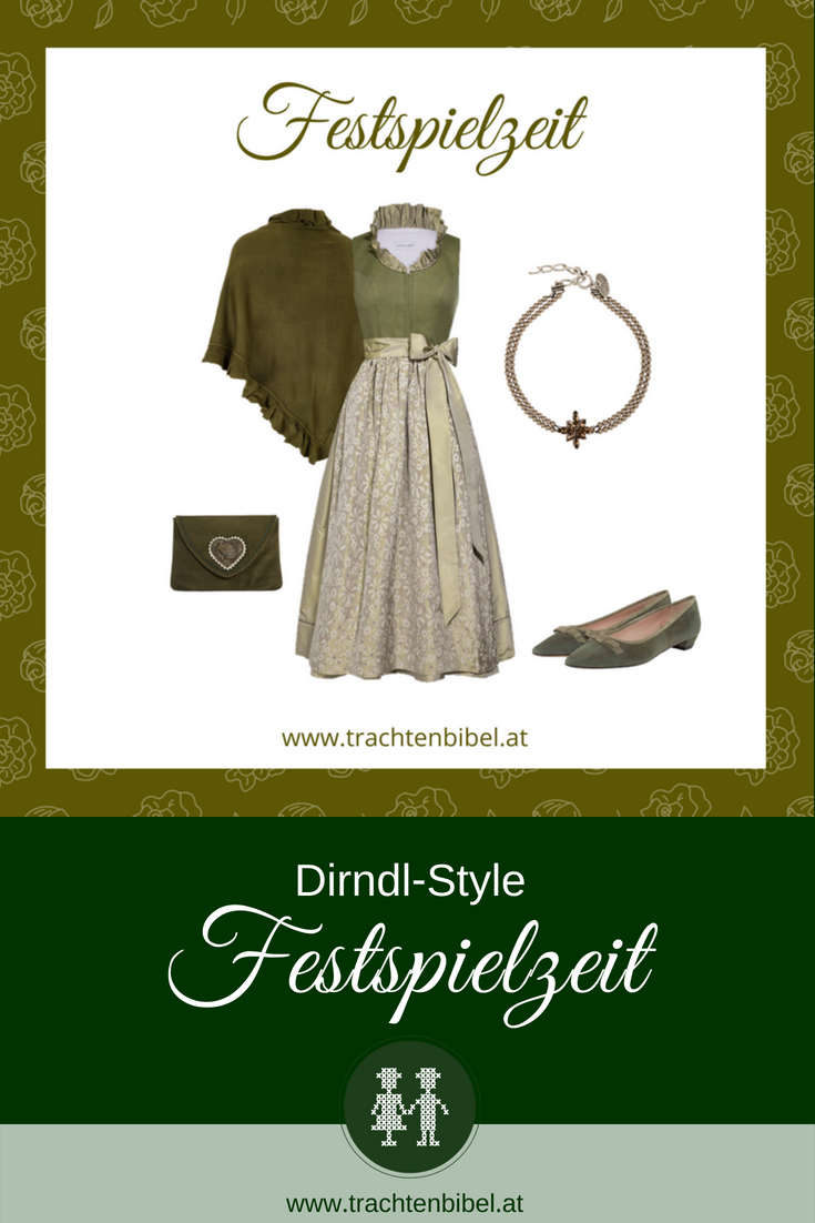 Dirndl in Taupe und Olivgrün