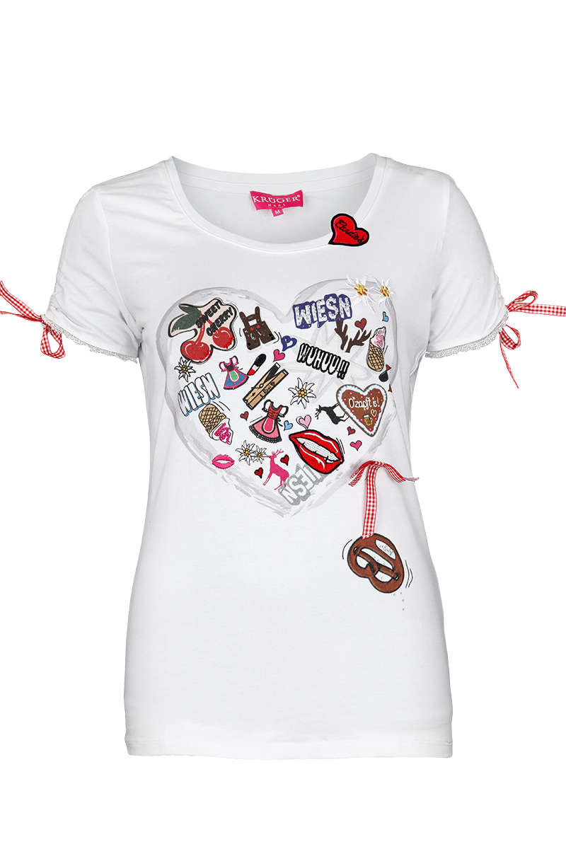 Damen Trachten T Shirt Weiss Krueger 35241