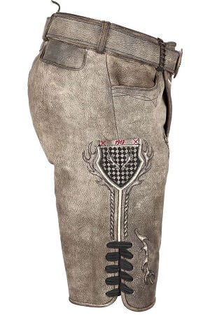 Kurze Lederhose mit ausgeblasenen Stickereien