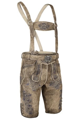 Kurze Lederhose mit blauem Stick