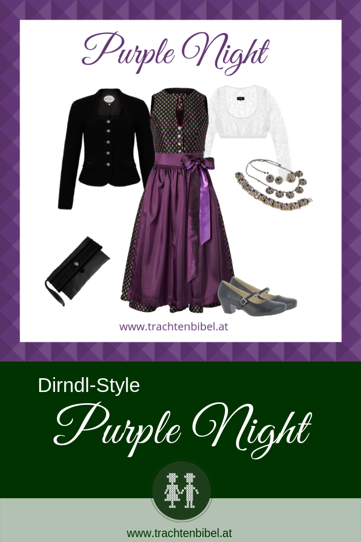 Pin hochgeschlossenes Dirndl in Schwarz und Lila