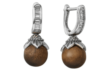 Trachtenohrringe Holzperle Walnuss Waidzeit