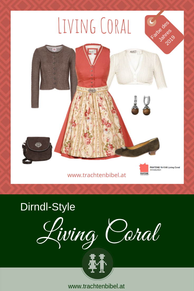 Pin Dirndl Living Coral Farbe des Jahres 2019