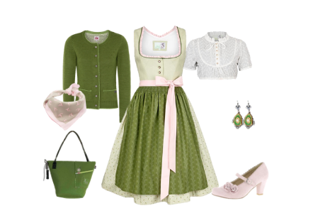 Dirndl Style My Fair Lady Dirndl Alpenfee in Grün und Rosa